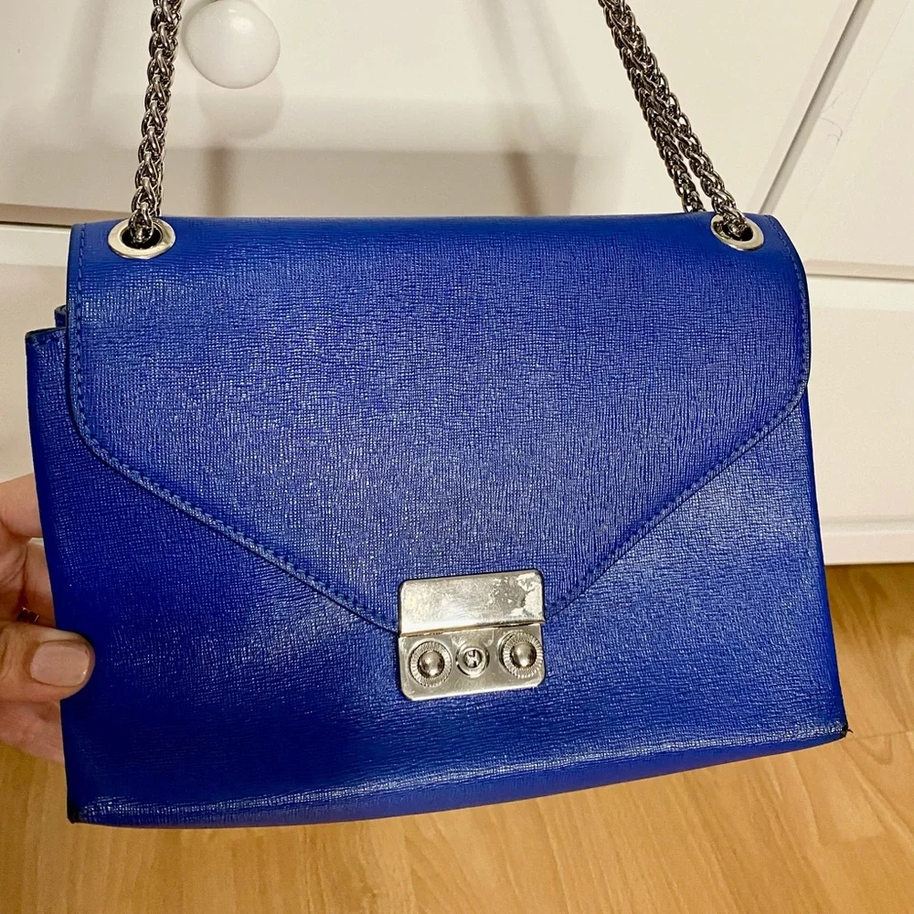 Daniela Fargion Genuine Leather Blue Handbag, Made in Italy - Picture 3 of 12